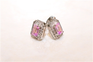 Zdjęcie Kolczyki z różowymi szafirami i diamentami